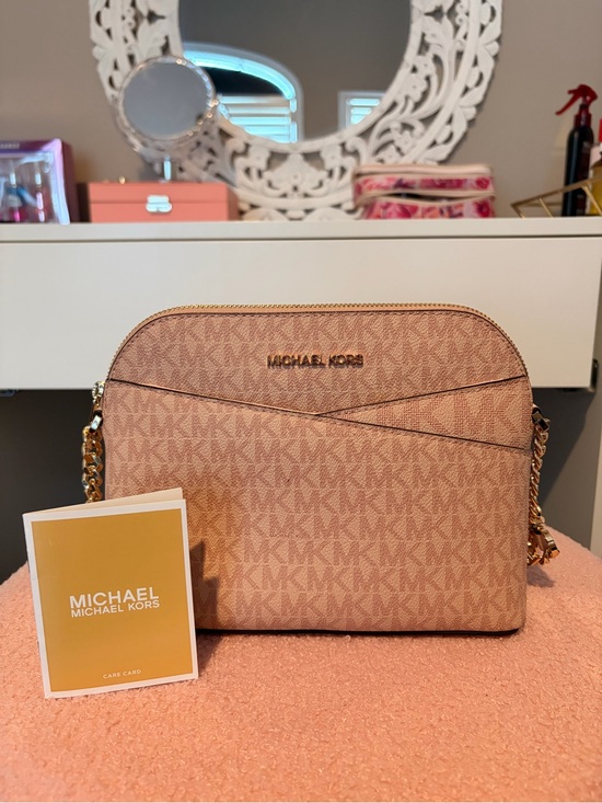 Michael Kors Handbags - Michael Kors Pink Signature Logo Crossbody with Gold Hardware